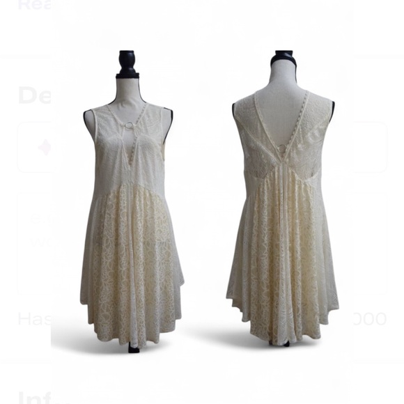 FREE PEOPLE Womens Size S Don't You Dare Lace Dress Ivory/Cream Boho Flare - Picture 3 of 7